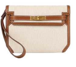 Kelly Depeches 25 Pouch, Barenia/Toile, Brown/Beige, Z (2021), DB/B, 3*